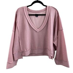 BDG Urban Outfitters Women’s Pink V Neck Oversized Boxy Lightweight Sweater Sz M